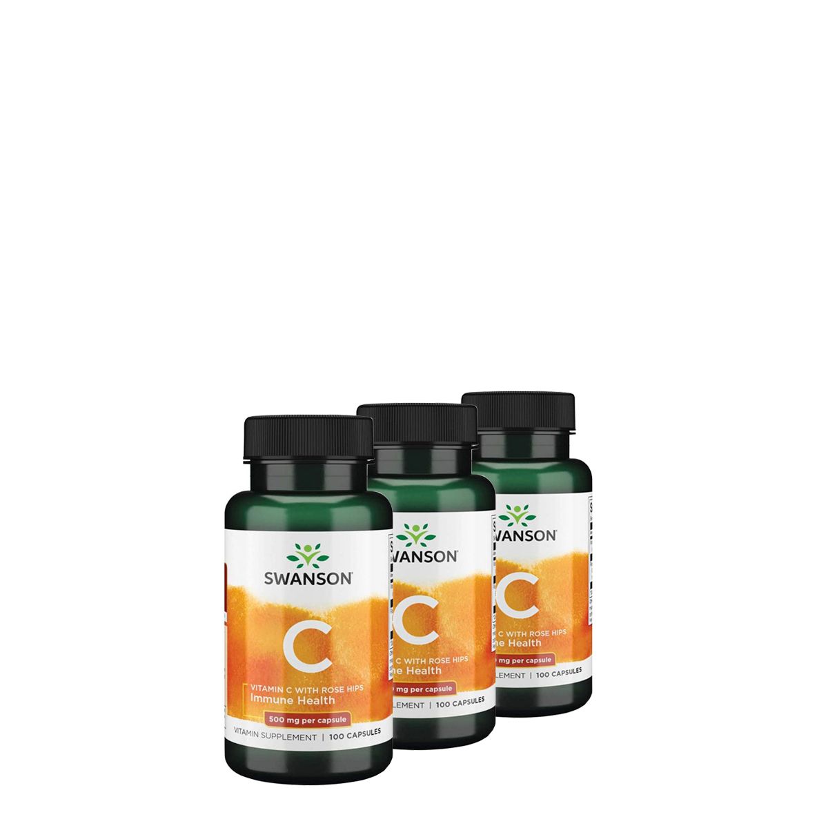 C-vitamin csipkebogyóval 500 mg, Swanson Vitamin C with Rose Hips, 3x100 kapszula