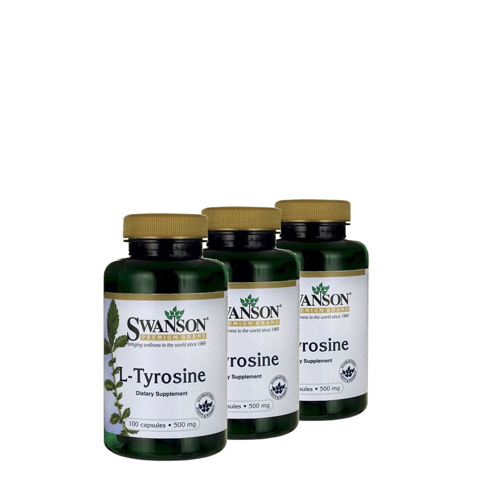 L-tirozin aminosav 500 mg, Swanson L-Tyrosine, 3x100 kapszula
