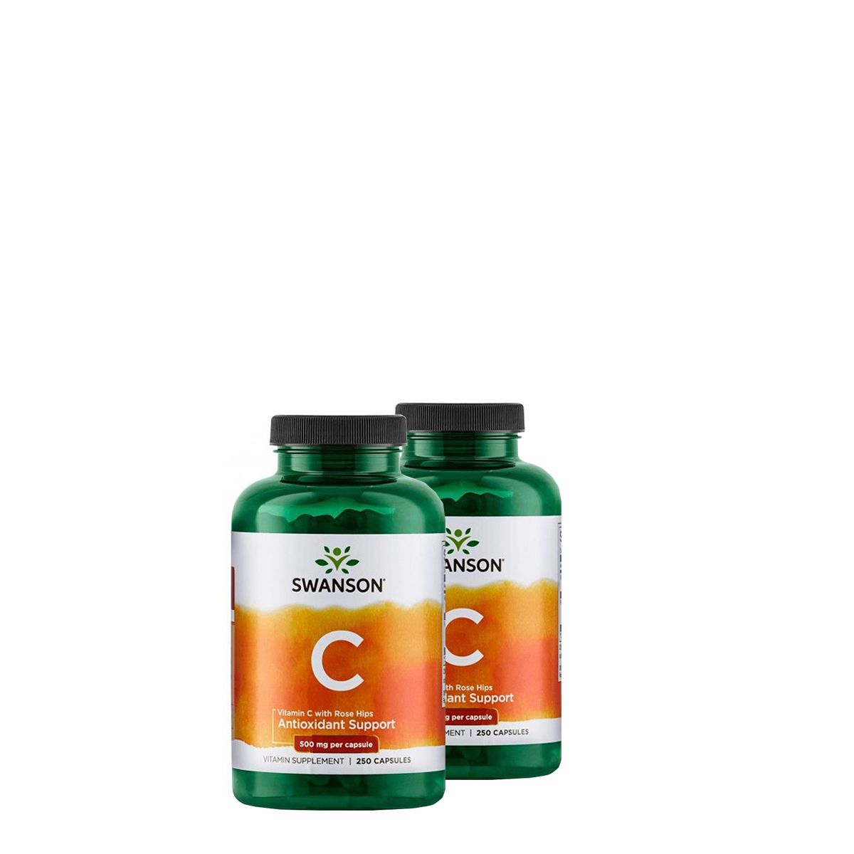 C-vitamin csipkebogyóval 500 mg, Swanson Vitamin C with Rose Hips, 2x250 kapszula