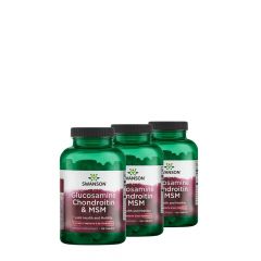 Magas dózisú ízületvédő, Swanson Glucosamine Chondroitin & MSM Higher Strength, 3x120 tabletta
