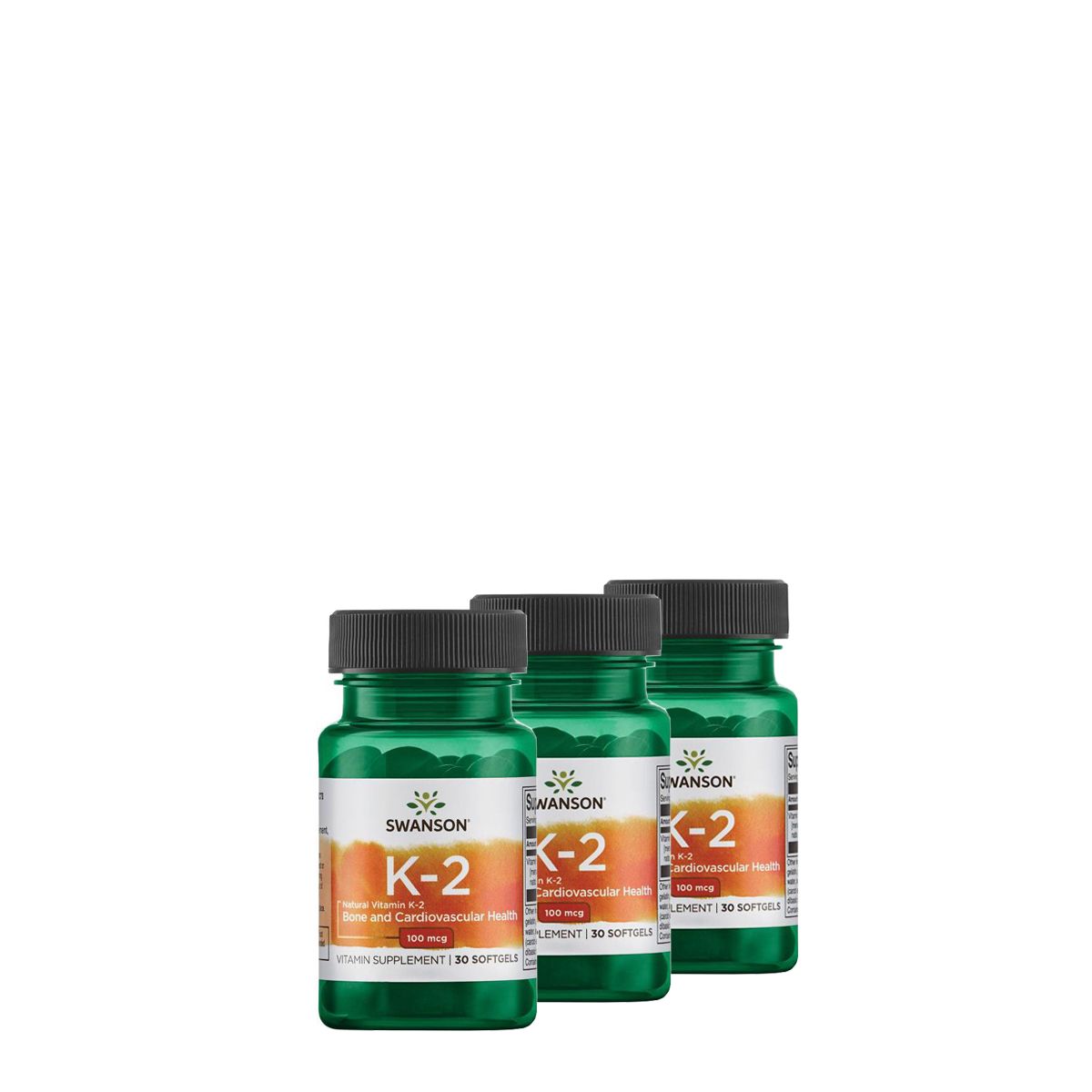 Természetes K2 100 mcg, Swanson Natural Vitamin K2 Menaquinone-7, 3x30 gélkapszula