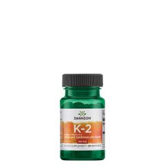 Természetes K2 100 mcg, Swanson Natural Vitamin K2 Menaquinone-7, 30 gélkapszula - EXP.2024.10.31.