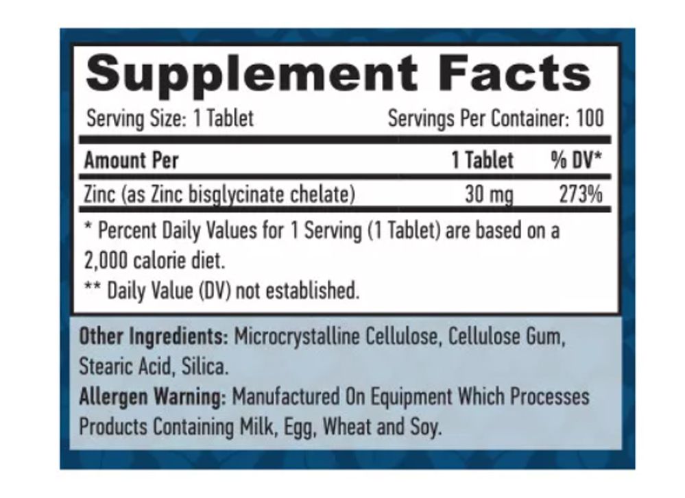 Cink-kelát 30 mg, Haya Labs  Chelated Zinc, 100 tabletta