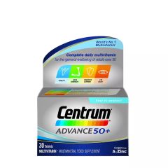 Centrum Advance 50+ - Teljeskörű napi mutivitamin az általános jóllétért 50 év felett - 30 tabletta