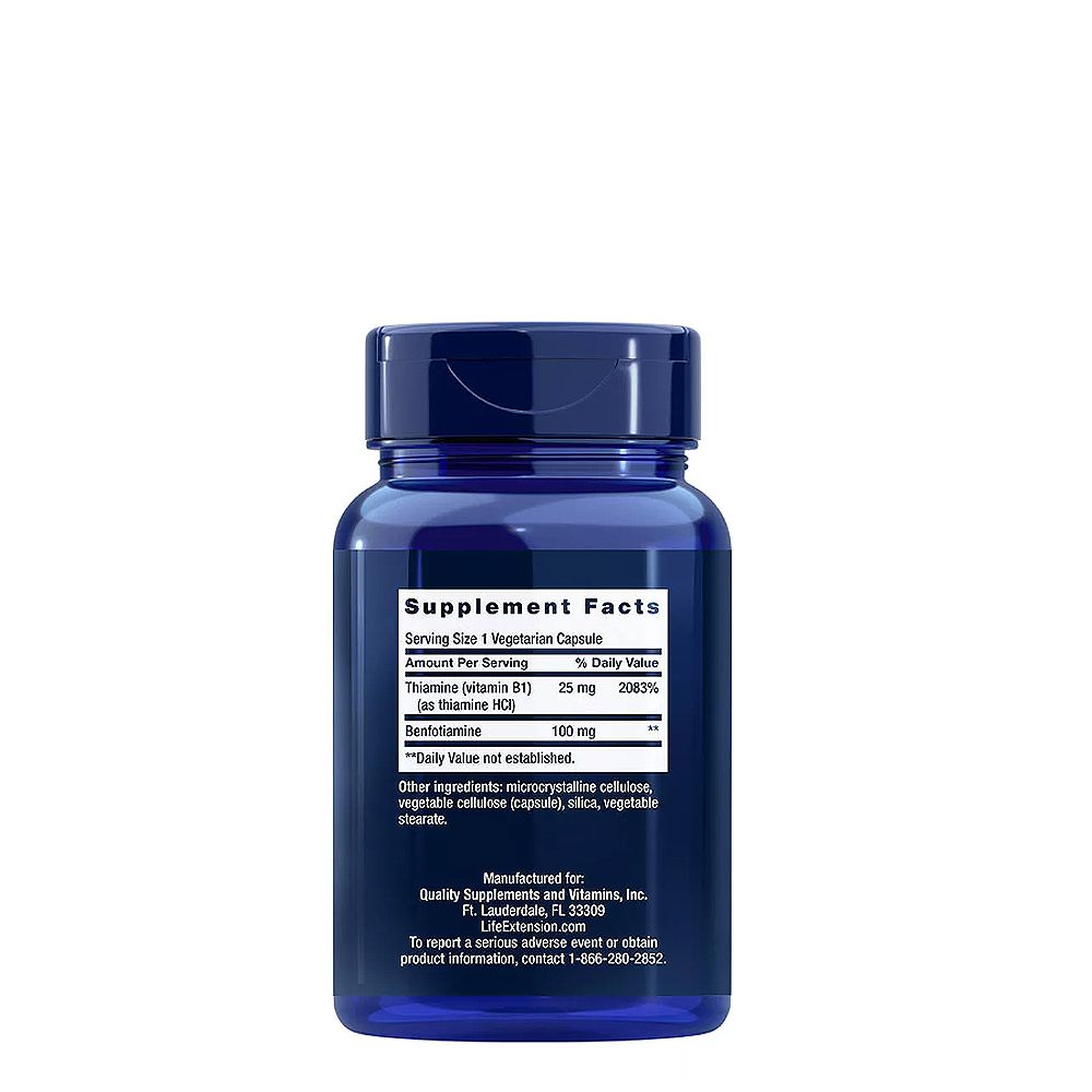 Benfotiamin Tiaminnal 100 mg,  Life Extension Benfotiamine With Thiamine , 3x120 kapszula