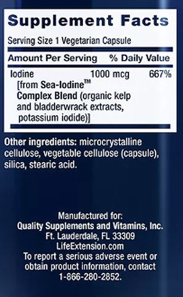 Tengeri Jód 1000 mcg, Life Extension Sea-Iodine, 3x60 kapszula Tengeri Jód 1000 mcg, Life Extension Sea-Iodine, 3x60 kapszula