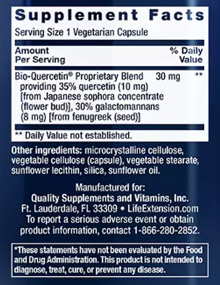 Bio - Kvercetin, Life Extension Bio - Quercetin, 30 kapszula Bio - Kvercetin, Life Extension Bio - Quercetin, 30 kapszula