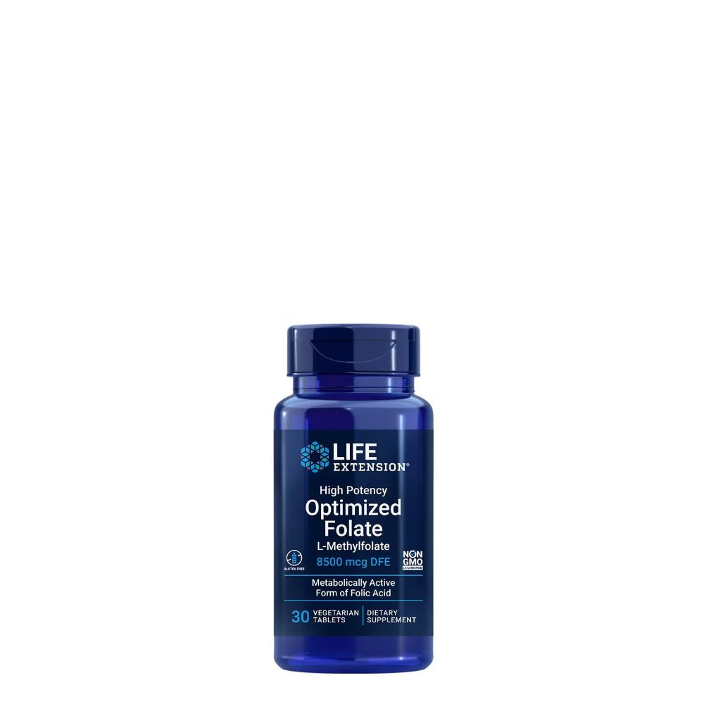 Metabolikusan aktív l-metilfolát 8500 mcg, Life Extension High Potency Optimized Folate, 30 tabletta Metabolikusan aktív l-metilfolát 8500 mcg, Life Extension High Potency Optimized Folate, 30 tabletta