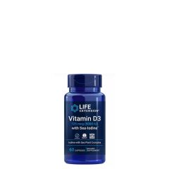D-vitamin tengeri algával 5000 IU, Life Extension Vitamin D3 with Sea-Iodine, 60 kapszula