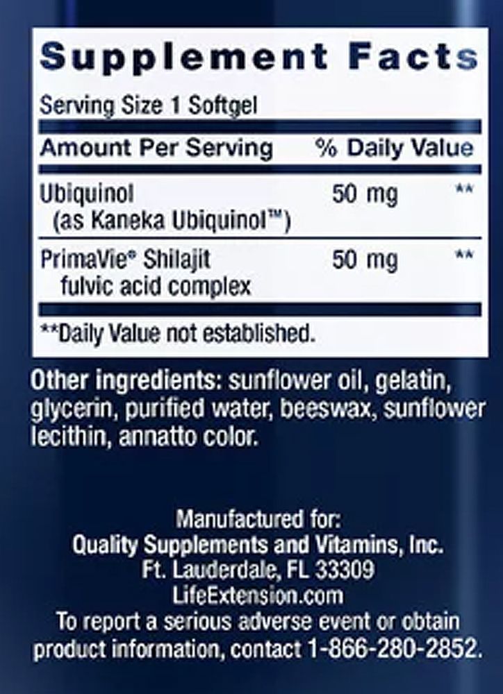 Ubikvinol Q10 50 mg,Life Extension Super Ubiquinol CoQ10, 3x30 lágykapszula