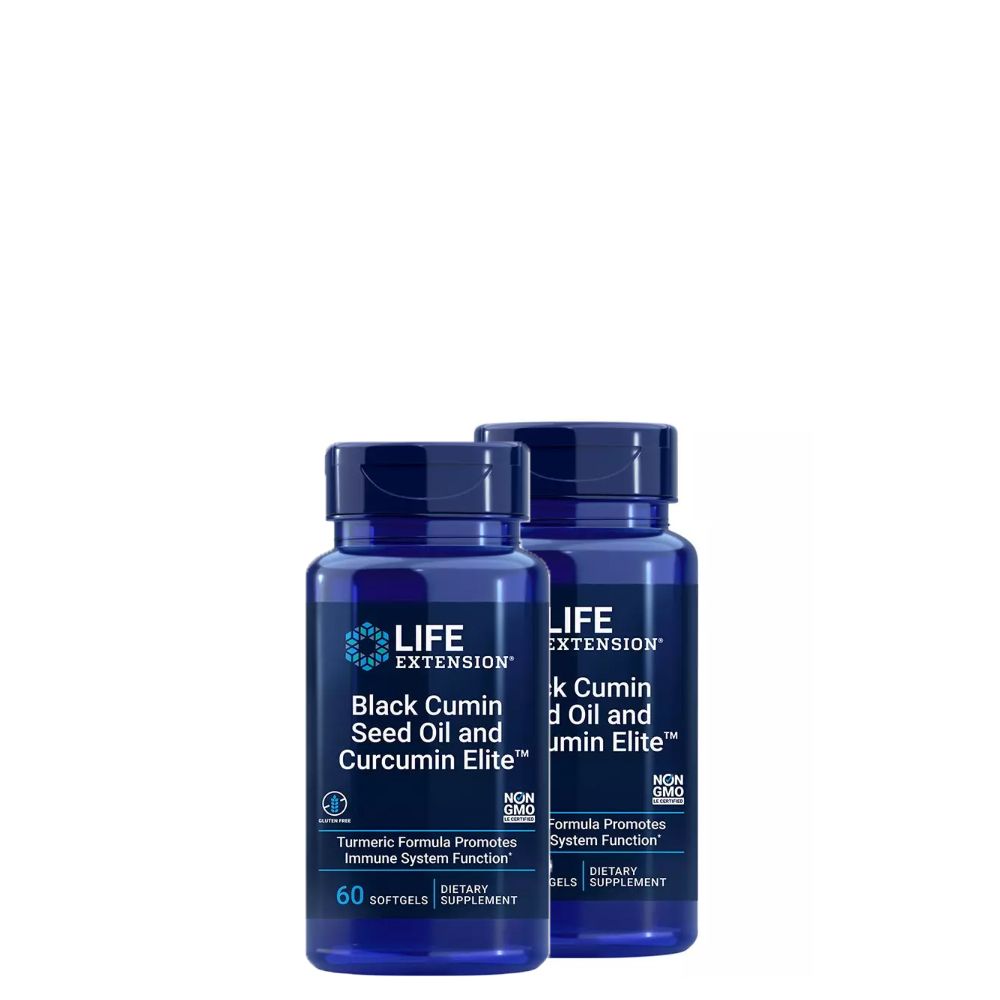 Fekete köménymagolaj és Kurkumin, Life Extension Black Cumin Seed Oil and Curcumin Elite, 2x60 lágykapszula Fekete köménymagolaj és Kurkumin, Life Extension Black Cumin Seed Oil and Curcumin Elite, 2x60 lágykapszula