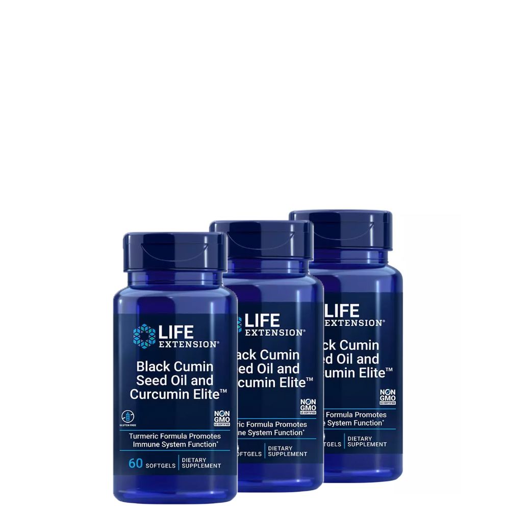 Fekete köménymagolaj és Kurkumin, Life Extension Black Cumin Seed Oil and Curcumin Elite, 3x60 lágykapszula Fekete köménymagolaj és Kurkumin, Life Extension Black Cumin Seed Oil and Curcumin Elite, 3x60 lágykapszula