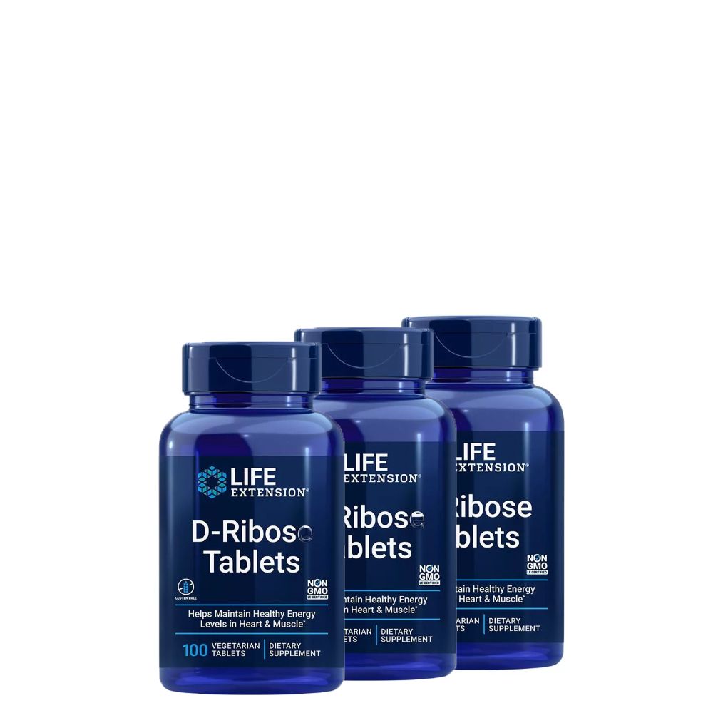 Sejt Energizáló és Szív Támogató, Life Extension D-Ribose, 3x100 tabletta Sejt Energizáló és Szív Támogató, Life Extension D-Ribose, 3x100 tabletta