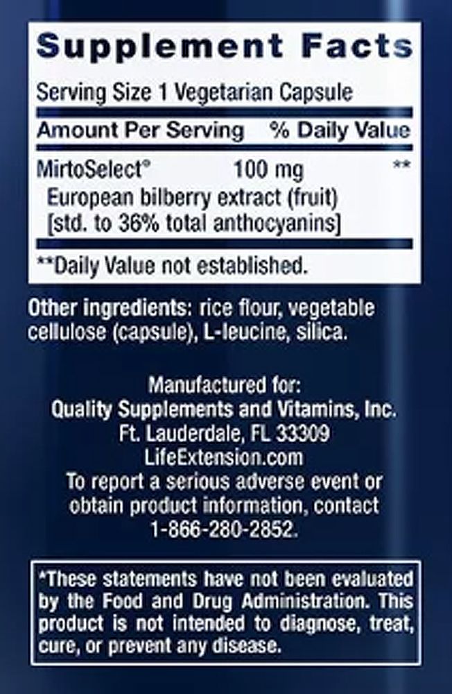 Fekete Áfonya kivonat, Life Extension Standardized European Bilberry Extract, 2x90 kapszula Fekete Áfonya kivonat, Life Extension Standardized European Bilberry Extract, 2x90 kapszula