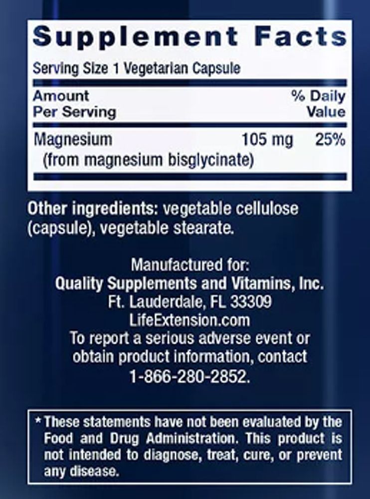 Magnézium Glicinát, Life Extension Magnesium Glycinate, 90 kapszula Magnézium Glicinát, Life Extension Magnesium Glycinate, 90 kapszula