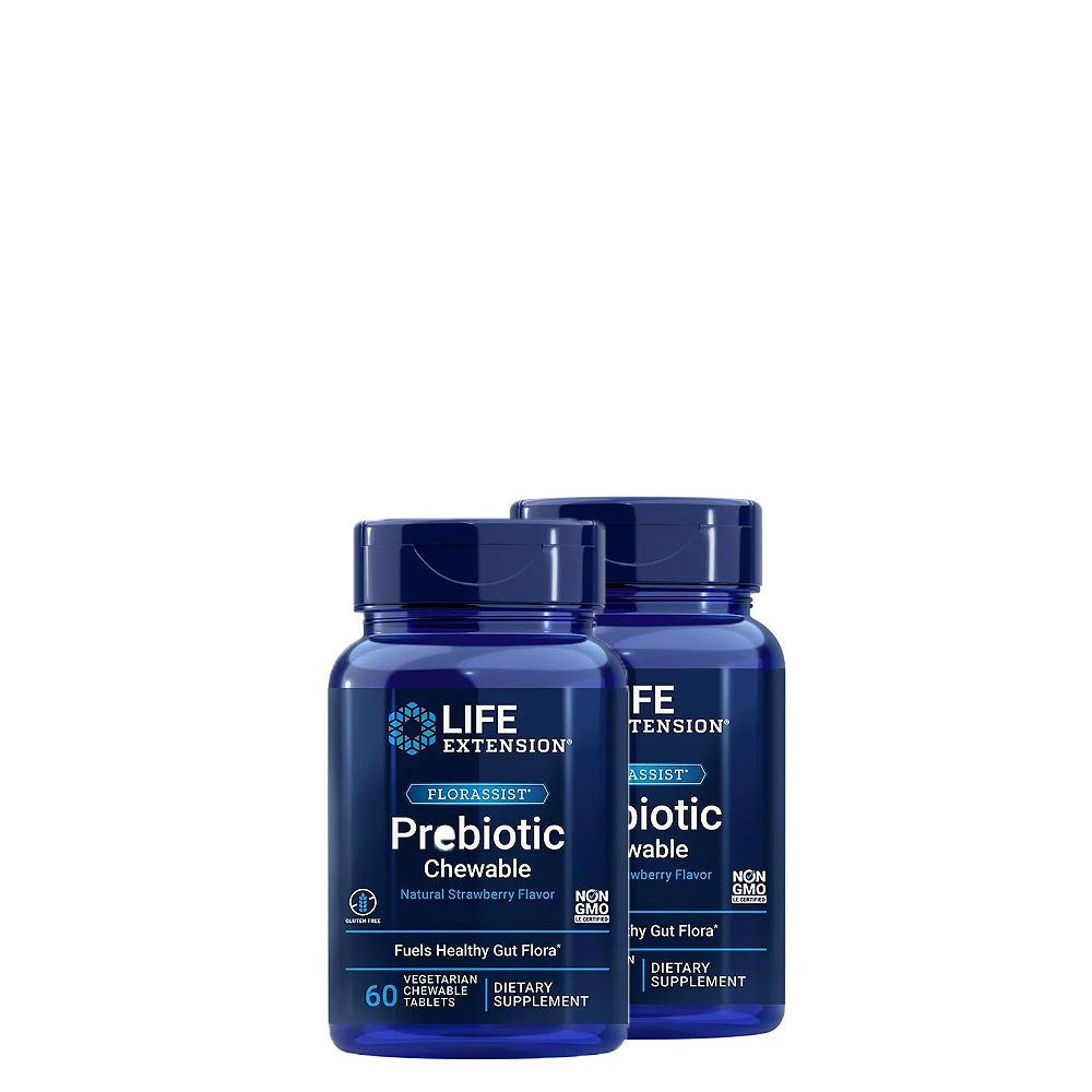 Eper ízű Probiotikum, Life Extension Florassist Prebiotic Chewable, 2x60 rágótabetta Eper ízű Probiotikum, Life Extension Florassist Prebiotic Chewable, 2x60 rágótabetta