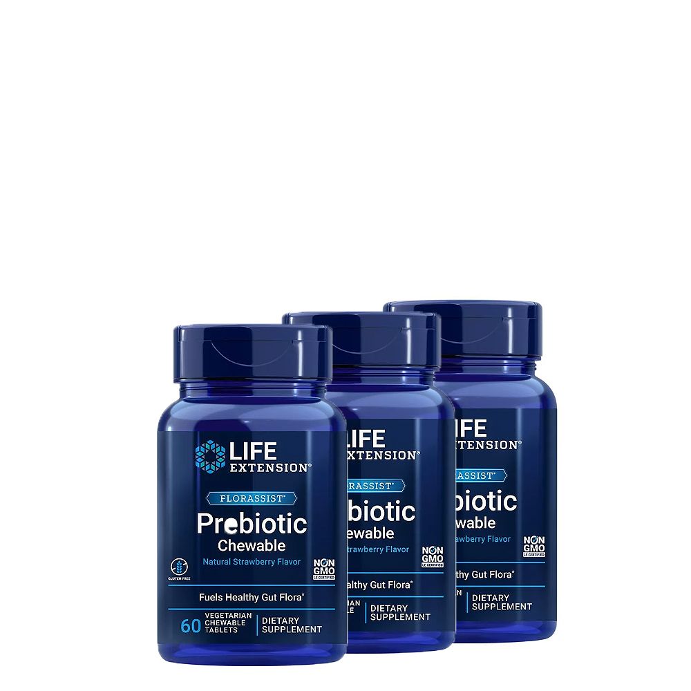 Eper ízű Probiotikum, Life Extension Florassist Prebiotic Chewable, 3x60 rágótabetta Eper ízű Probiotikum, Life Extension Florassist Prebiotic Chewable, 3x60 rágótabetta
