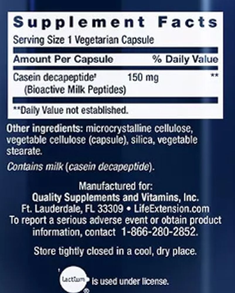 Bioaktív Tejpeptidek, Life Extension Bioactive Milk Peptides, 30 kapszula Bioaktív Tejpeptidek, Life Extension Bioactive Milk Peptides, 30 kapszula