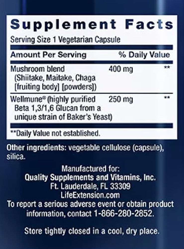 Immunerősítő Gombakeverék, Life Extension Mushroom Immune with Beta Glucans, 3x30 kapszula Immunerősítő Gombakeverék, Life Extension Mushroom Immune with Beta Glucans, 3x30 kapszula