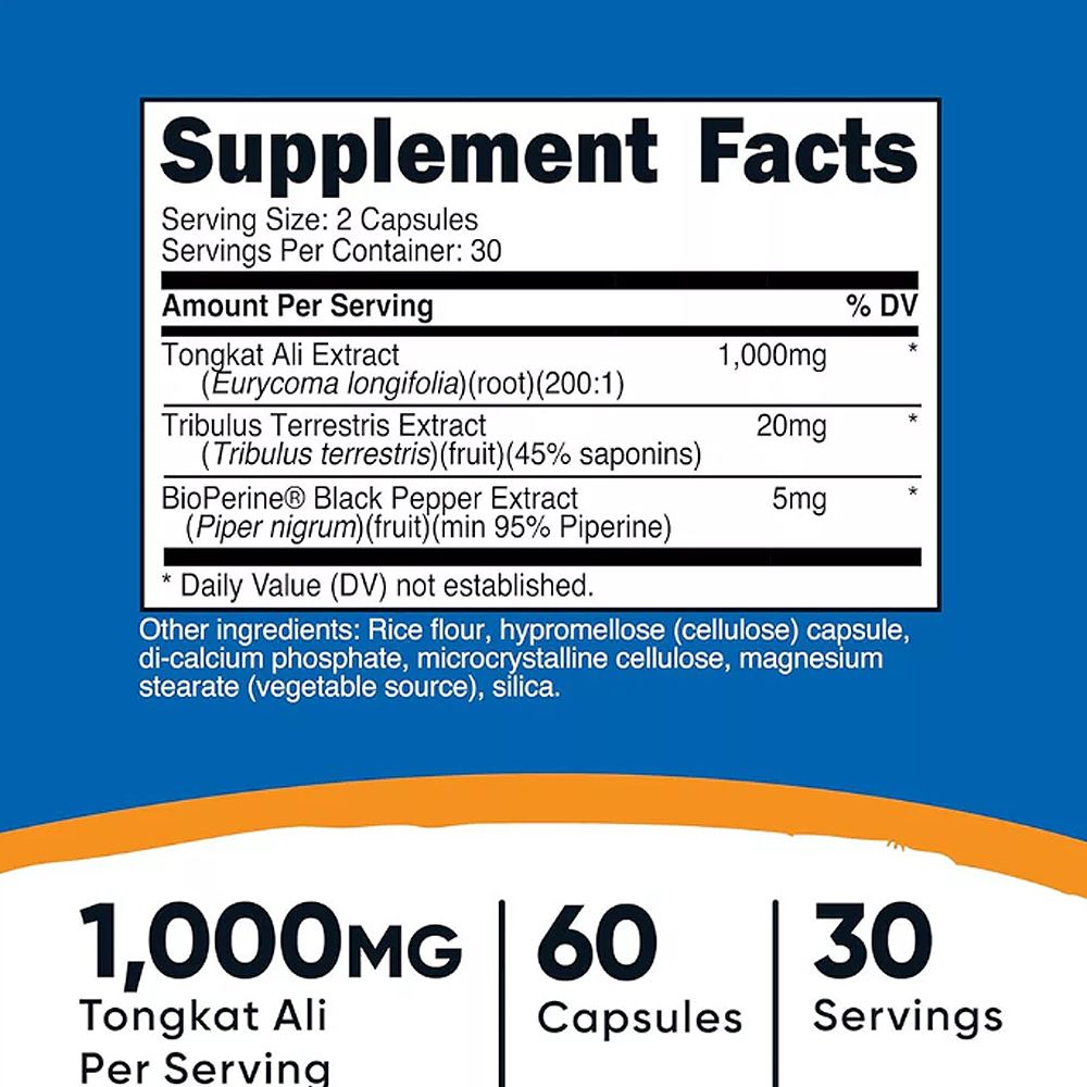 Férfi Teljesítmény Támogató, Nutricost Tongkat Ali 1.000 mg, 2x60 kapszula Férfi Teljesítmény Támogató, Nutricost Tongkat Ali 1.000 mg, 2x60 kapszula