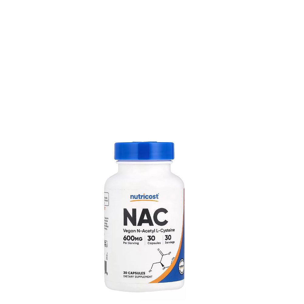 NAC 600 mg, Nutricost N-Acetyl L-Cysteine , 30 kapszula NAC 600 mg, Nutricost N-Acetyl L-Cysteine , 30 kapszula
