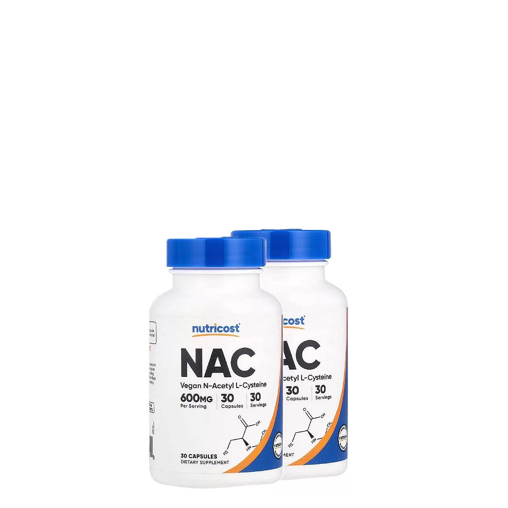 NAC 600 mg, Nutricost N-Acetyl L-Cysteine , 2x30 kapszula NAC 600 mg, Nutricost N-Acetyl L-Cysteine , 2x30 kapszula