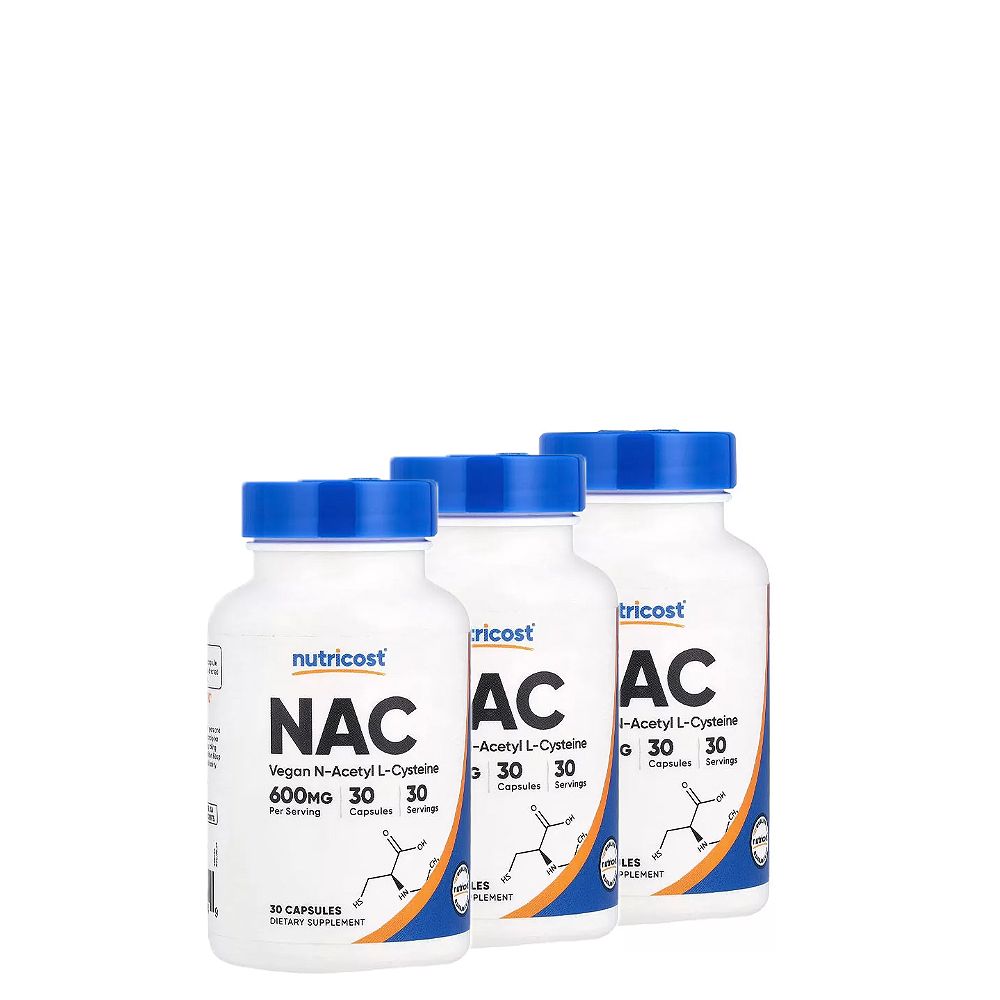 NAC 600 mg, Nutricost N-Acetyl L-Cysteine , 3x30 kapszula NAC 600 mg, Nutricost N-Acetyl L-Cysteine , 3x30 kapszula