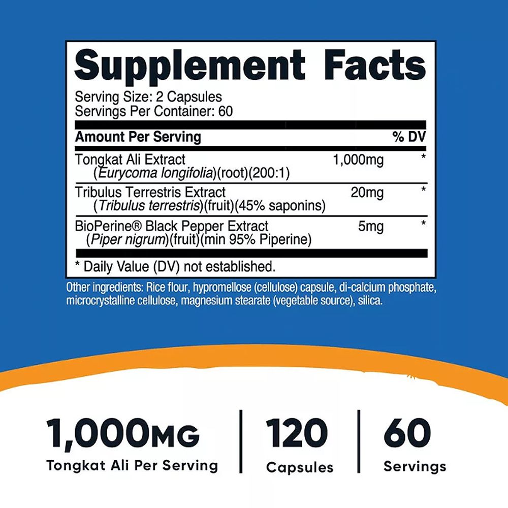 Férfi Teljesítmény Támogató, Nutricost Tongkat Ali 1.000 mg, 120 kapszula Férfi Teljesítmény Támogató, Nutricost Tongkat Ali 1.000 mg, 120 kapszula