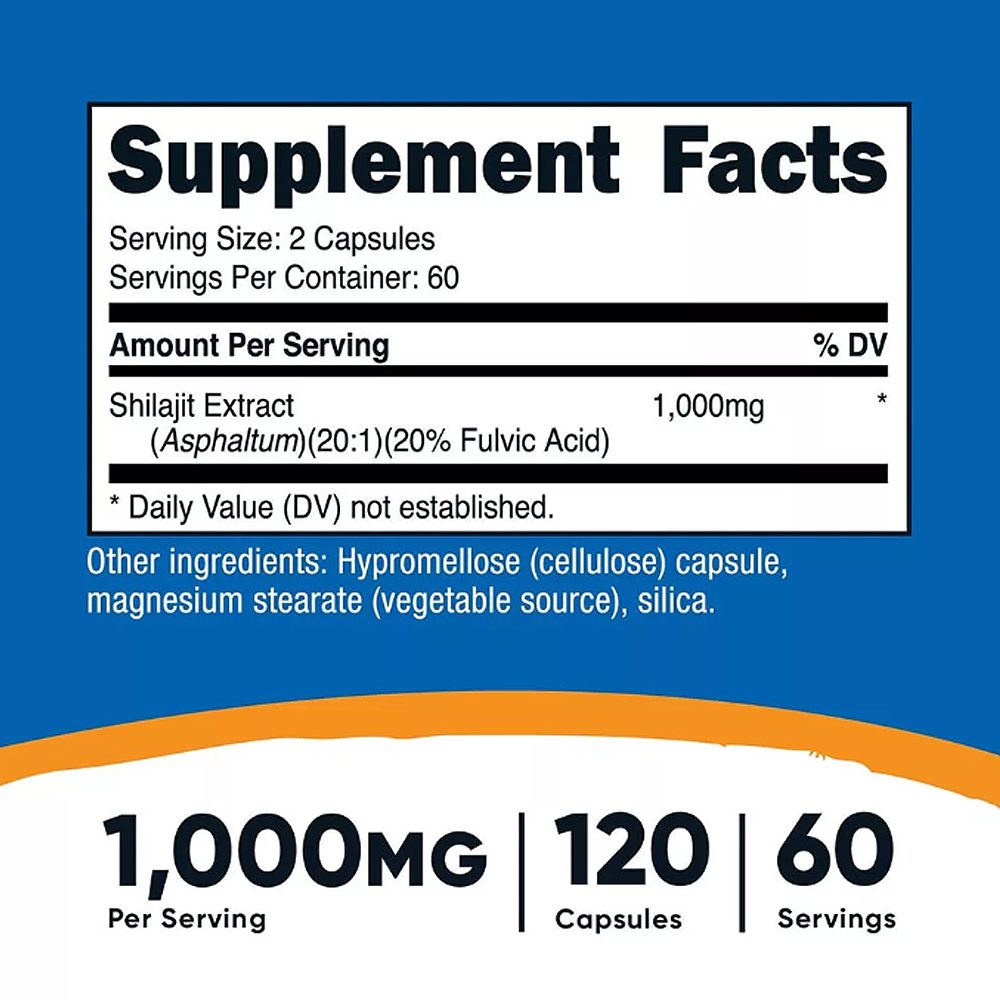 Vitalitás és Teljesítményfokozó, Nutricost Shilajit 1.000 mg , 120 kapszula Vitalitás és Teljesítményfokozó, Nutricost Shilajit 1.000 mg , 120 kapszula