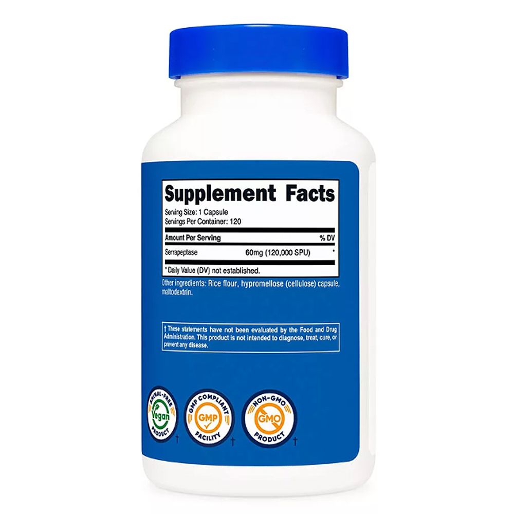 Emésztőenzim, Nutricost Serrapeptase 120,000 SPU, 3x120 kapszula Emésztőenzim, Nutricost Serrapeptase 120,000 SPU, 3x120 kapszula