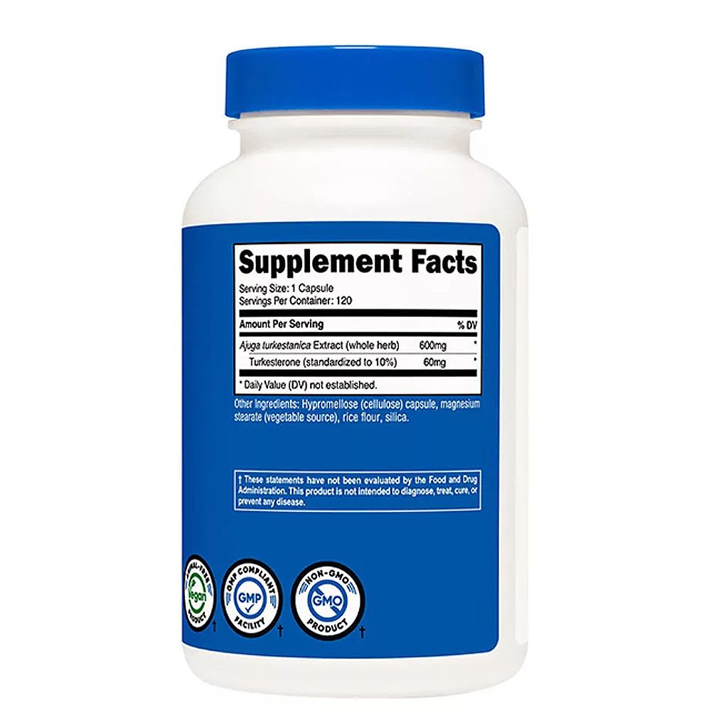 Turkeszteron 600 mg, Nutricost Turkesterone, 120 kapszula