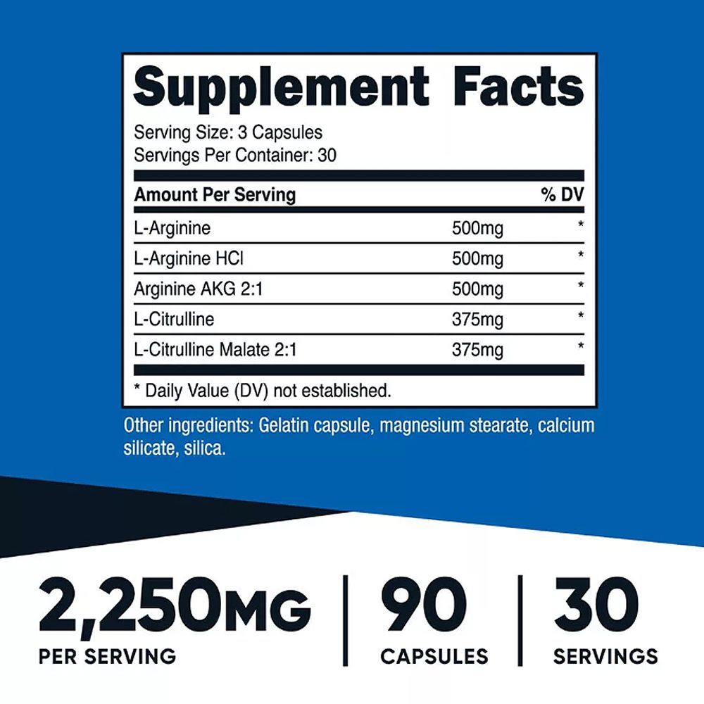 L-arginine Nitric Oxide Booster 750 mg, Nutricost Nitric Oxide Booster, 90 kapszula L-arginine Nitric Oxide Booster 750 mg, Nutricost Nitric Oxide Booster, 90 kapszula