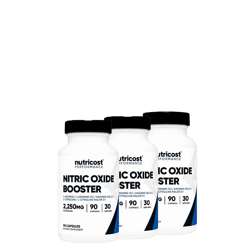 L-arginine Nitric Oxide Booster 750 mg, Nutricost Nitric Oxide Booster, 3x90 kapszula