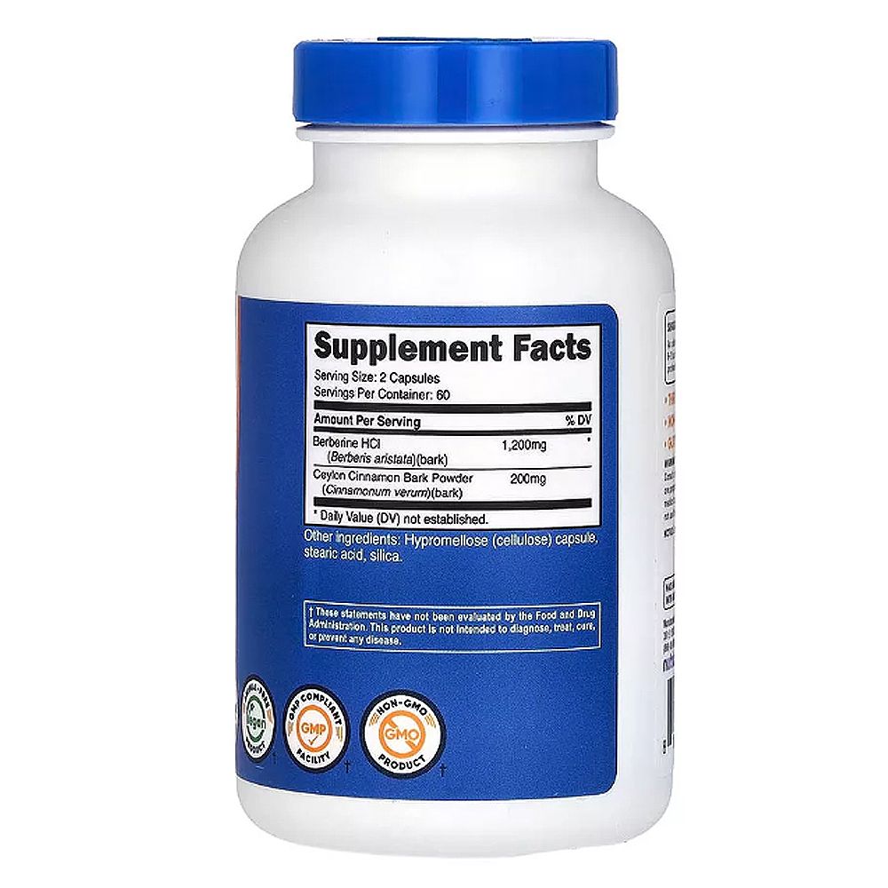 Berberin Ceylone Fahéjjal 1200 mg, Nutricost Berberine HCI With Ceylon Cinnamon, 120 kapszula Berberin Ceylone Fahéjjal 1200 mg, Nutricost Berberine HCI With Ceylon Cinnamon, 120 kapszula
