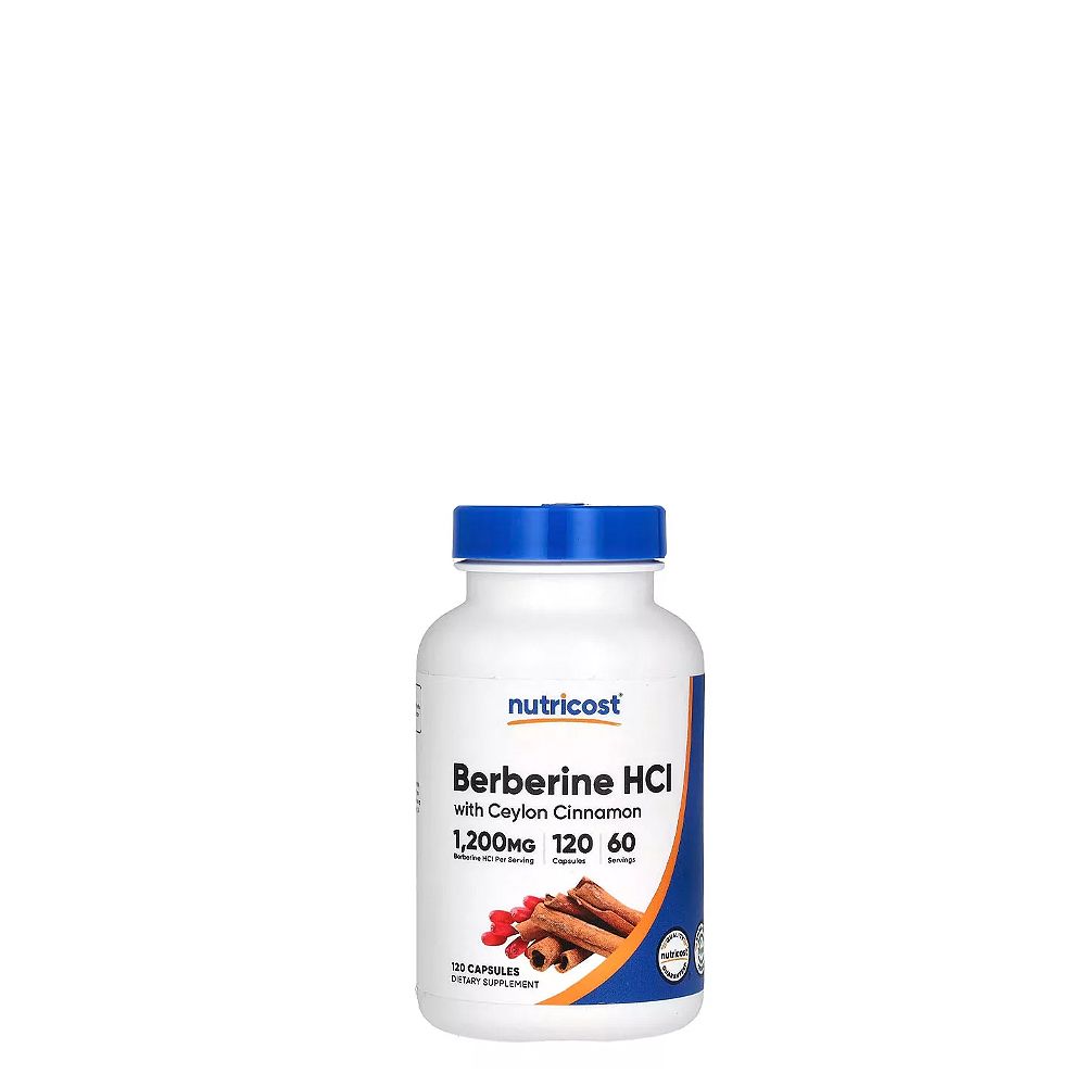 Berberin Ceylone Fahéjjal 1200 mg, Nutricost Berberine HCI With Ceylon Cinnamon, 120 kapszula Berberin Ceylone Fahéjjal 1200 mg, Nutricost Berberine HCI With Ceylon Cinnamon, 120 kapszula