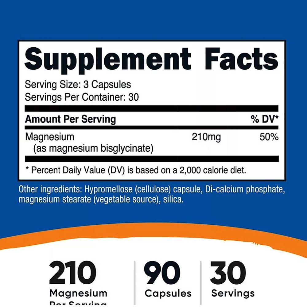 Magnézium Glicinát 210 mg, Nutricost Magnesium Glycinate, 90 kapszula Magnézium Glicinát 210 mg, Nutricost Magnesium Glycinate, 90 kapszula