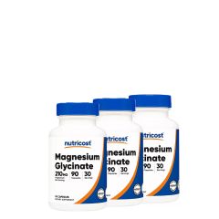 Magnézium Glicinát 210 mg, Nutricost Magnesium Glycinate, 3x90 kapszula