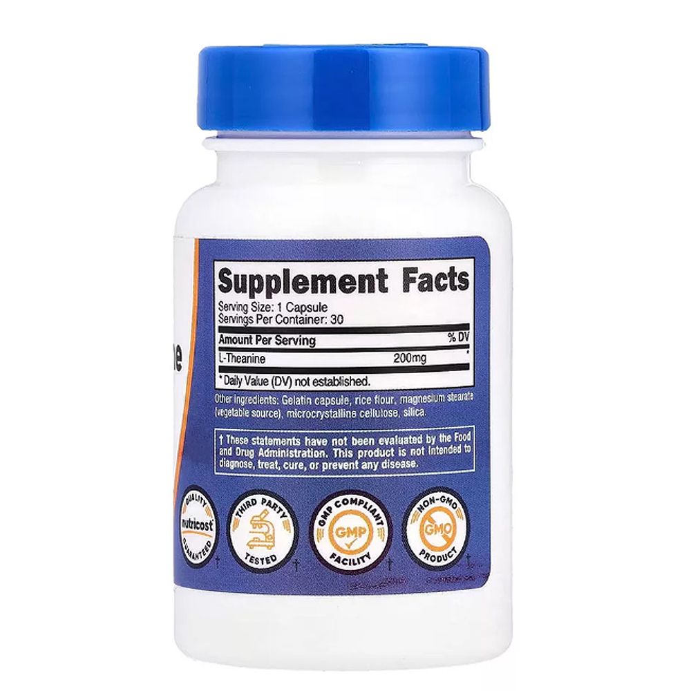 L-teanin aminosav 200 mg, Nutricost L-Theanine, 30 kapszula L-teanin aminosav 200 mg, Nutricost L-Theanine, 30 kapszula