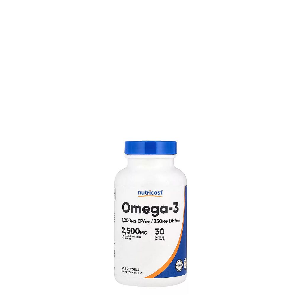 Omega-3 2500mg, Nutricost Omega-3, 90 lágykapszula Omega-3 2500mg, Nutricost Omega-3, 90 lágykapszula