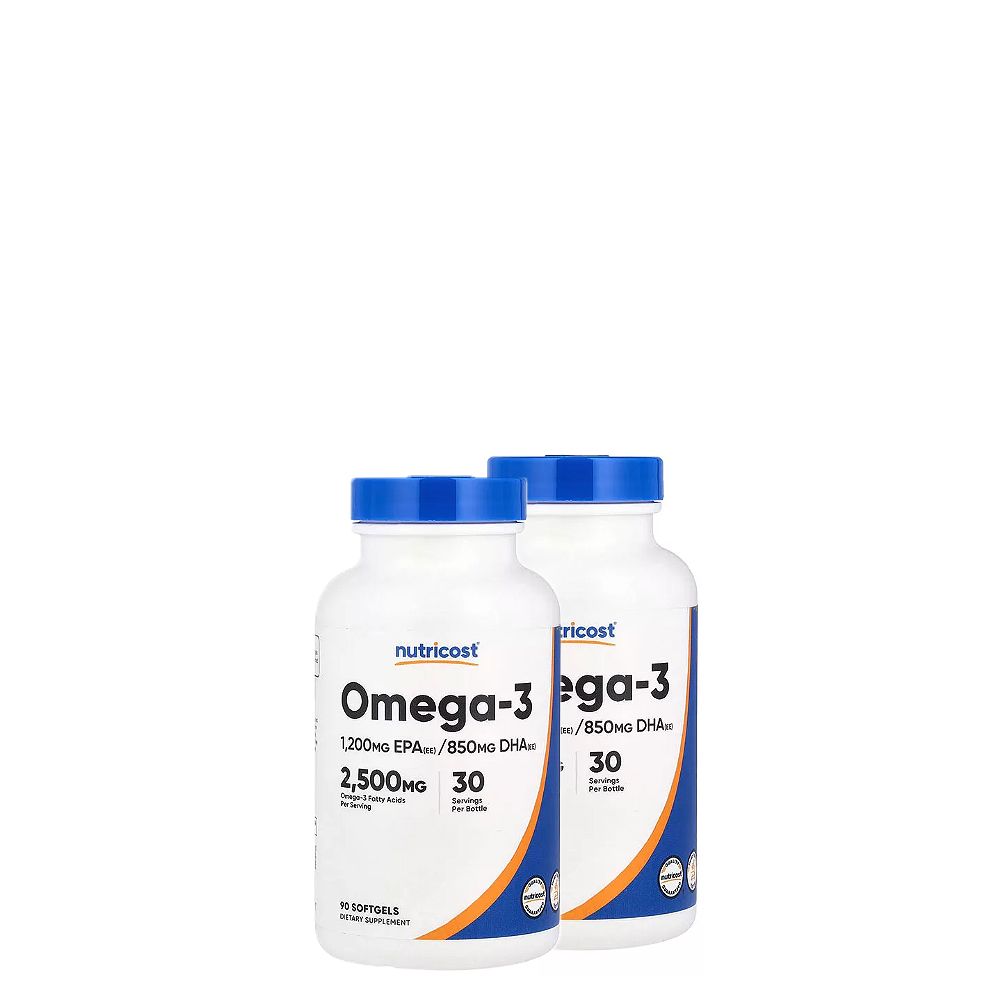 Omega-3 2500mg, Nutricost Omega-3, 2x90 lágykapszula Omega-3 2500mg, Nutricost Omega-3, 2x90 lágykapszula