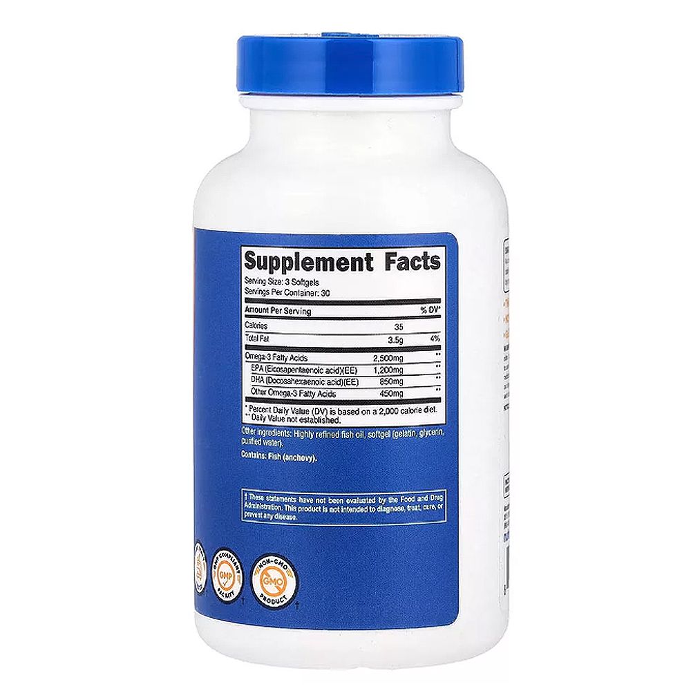 Omega-3 2500mg, Nutricost Omega-3, 3x90 lágykapszula Omega-3 2500mg, Nutricost Omega-3, 3x90 lágykapszula