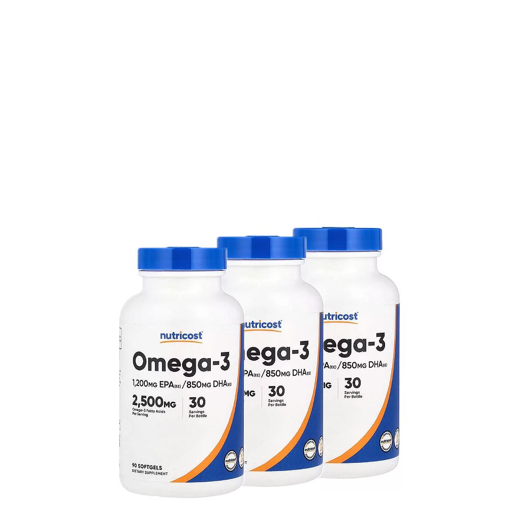 Omega-3 2500mg, Nutricost Omega-3, 3x90 lágykapszula Omega-3 2500mg, Nutricost Omega-3, 3x90 lágykapszula