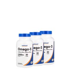 Omega-3 2500mg, Nutricost Omega-3, 3x90 lágykapszula