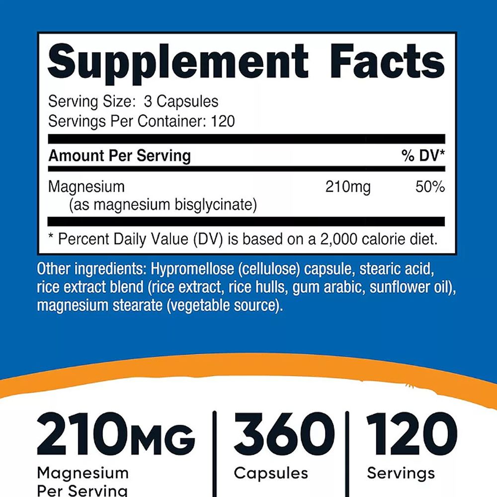 Magnézium Glicinát 210 mg, Nutricost Magnesium Glycinate, 3x360 kapszula Magnézium Glicinát 210 mg, Nutricost Magnesium Glycinate, 3x360 kapszula