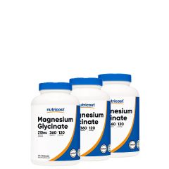 Magnézium Glicinát 210 mg, Nutricost Magnesium Glycinate, 3x360 kapszula