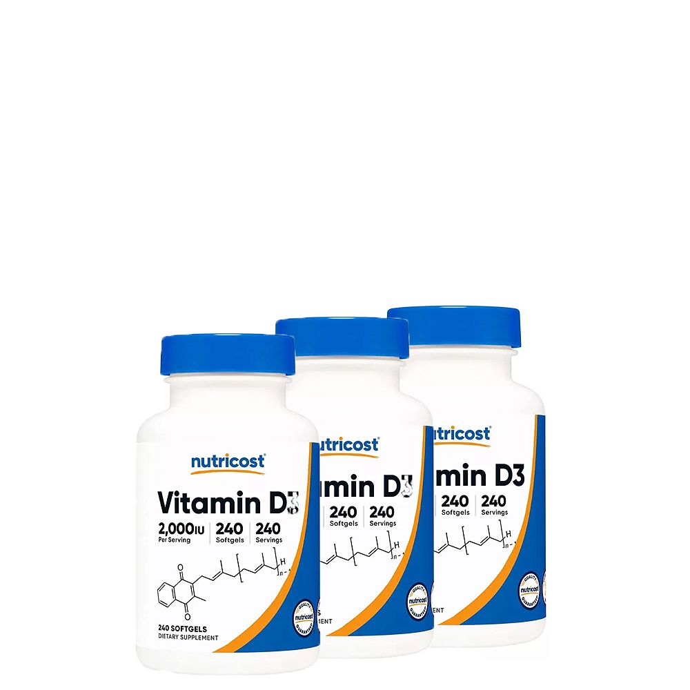 Vitamin D-3 2000 IU, Nutricost Vitamin D3, 3x240 lágykapszula