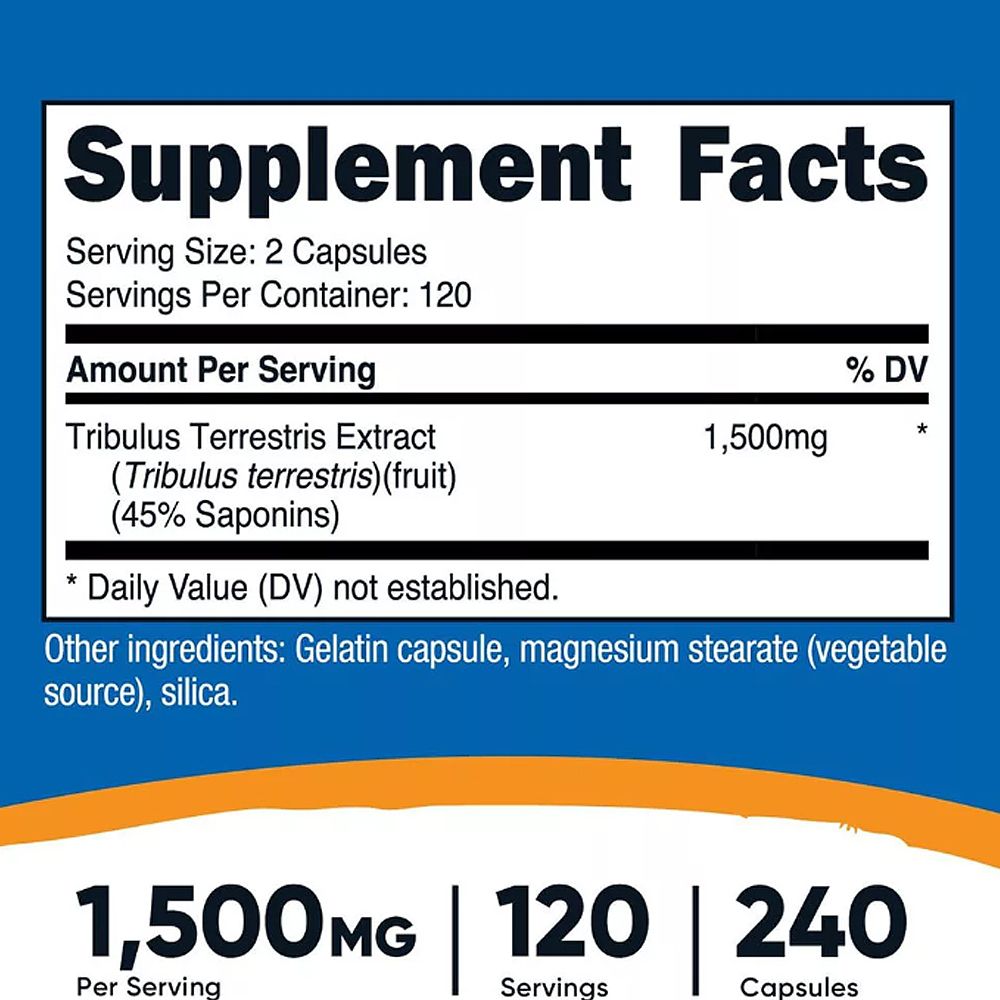 Férfi teljesítmény fokozó, Nutricost Tribulus 1500 mg, 3x240 kapszula Férfi teljesítmény fokozó, Nutricost Tribulus 1500 mg, 3x240 kapszula