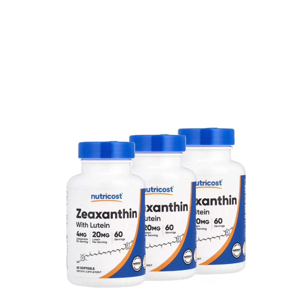 Zeaxantin Luteinnel, Nutricost Zeaxanthin with Lutein, 3x60 lágykapszula