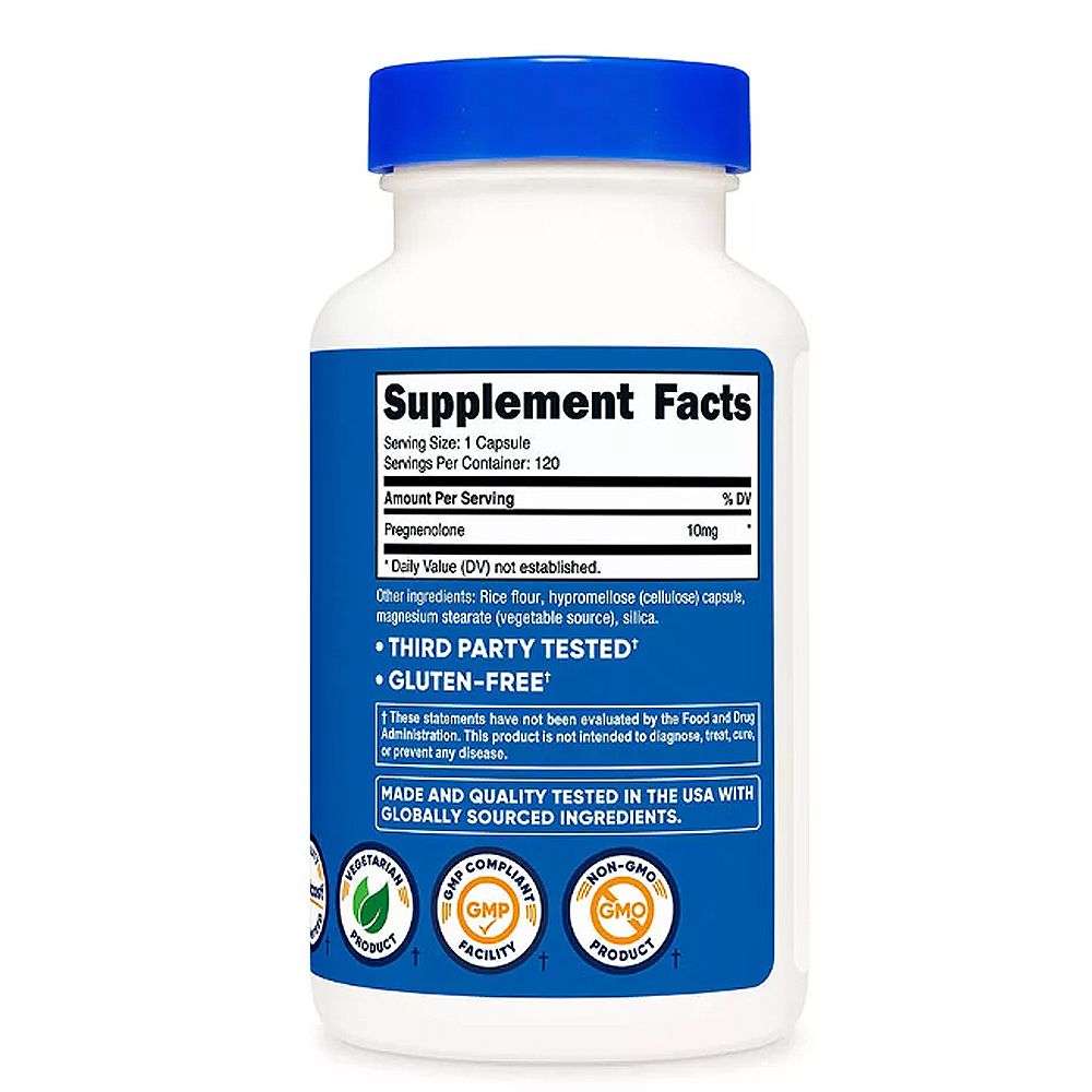 Agyserkentő Pregnenolone 10 mg, Nutricost Pregnenolone, 2x120 kapszula