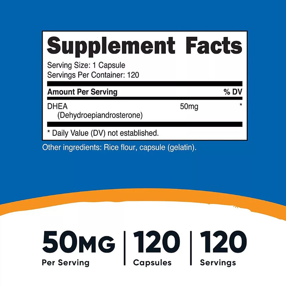 Öregedésgátló DHEA 50 mg, Nutricost DHEA, 120 kapszula
